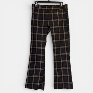 Y2K Wet Seal Black and Gold Plaid Pant Straight Leg Small Grunge Indie Sleaze
